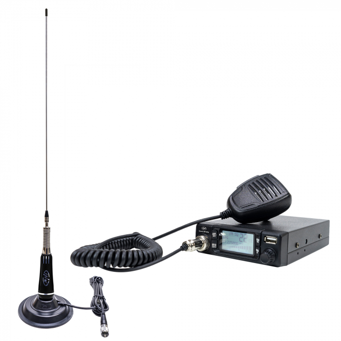 Pachet Statie radio CB PNI Escort HP 9700 USB si Antena CB PNI LED 2000 cu baza magnetica, alimentare 12V / 24V, mufa de bricheta inclusa, ASQ 5 niveluri [1]
