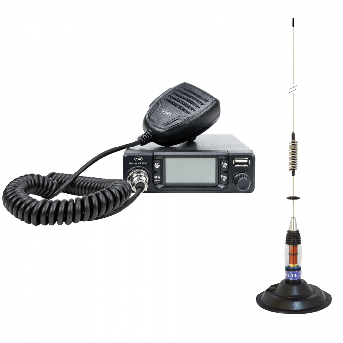 Pachet Statie radio CB PNI Escort HP 9700 USB si Antena CB PNI ML70 cu baza magnetica 145 mm inclusa [10]