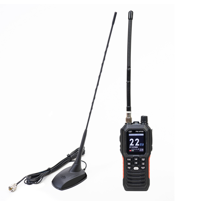 Pachet statie radio CB portabila PNI Escort HP 102 multi standard, 4W, 12V-24V, AM-FM cu antena CB PNI Extra 48 cu magnet [9]