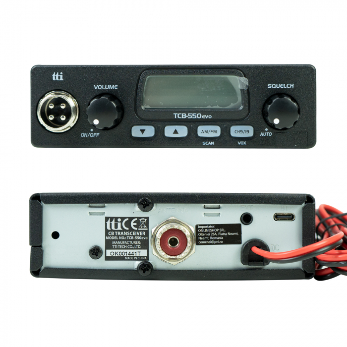 Pachet statie radio CB TTi TCB-550 EVO, VOX, Scan, ecran multicolor, 12-24V si antena PNI ML100 cu magnet, 100 cm, 26-30MHz, 250W [9]