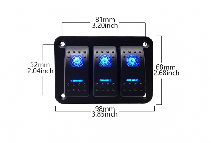 Panou 3 intrerupatoare 12V, 20A / 24V, 10A [2]
