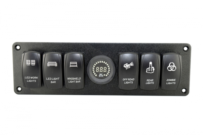 Panou 6 intrerupatoare si  voltmetru  22 x 7cm [3]