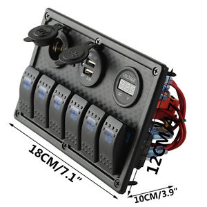 Panou cu 6 intrerupatoare, voltmetru, usb si priza 12V [3]