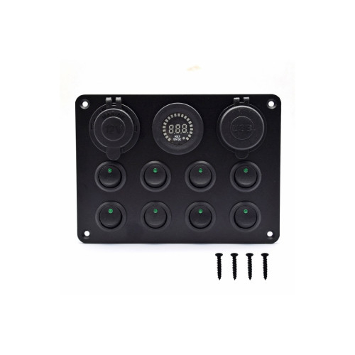 Panou cu priză, voltmetru, 8 întrerupătoare și port USB 12V 20A [2]