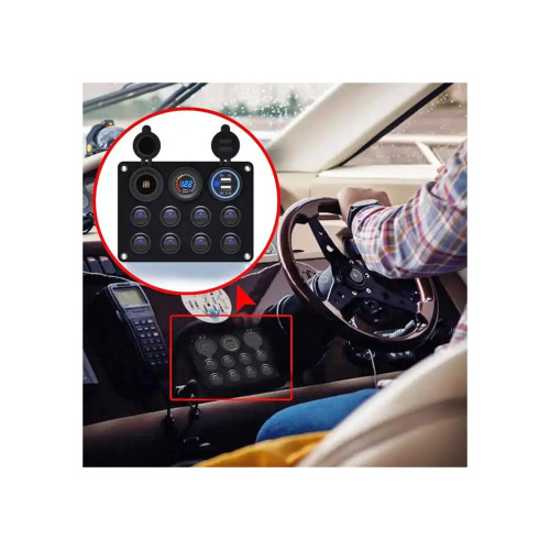 Panou cu priză, voltmetru, 8 întrerupătoare și port USB 12V 20A [5]