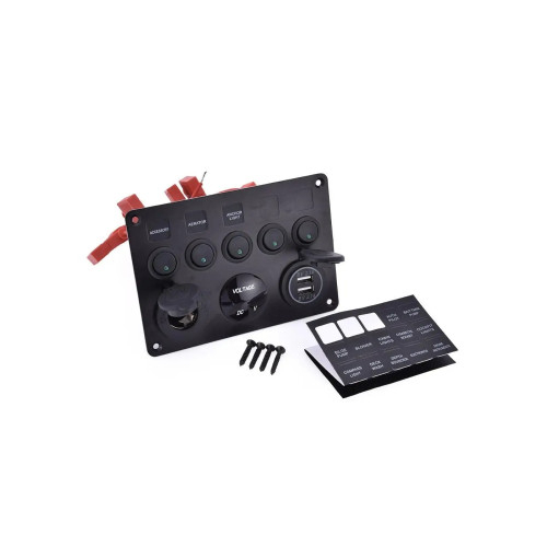 Panou de comutatoare cu priză, voltmetru, 5 întrerupătoare și port USB 12V 20A [2]
