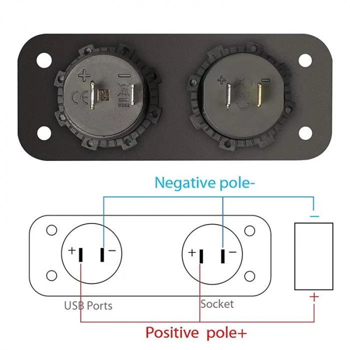 Panou universal cu 2 ieșiri USB 5V x 2.1A și priză de 12V pentru brichetă, rezistent la apă [2]