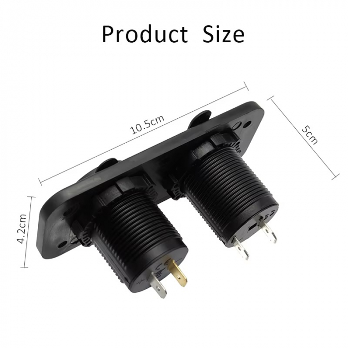 Panou universal cu 2 ieșiri USB 5V x 2.1A și priză de 12V pentru brichetă, rezistent la apă [4]