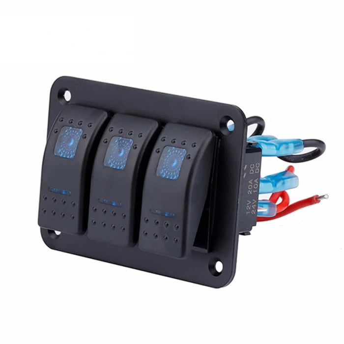 Panou universal cu 3 intrerupatoare ON/OFF cu iluminare LED 12V–24V [1]