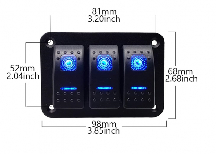 Panou universal cu 3 intrerupatoare ON/OFF cu iluminare LED 12V–24V [2]