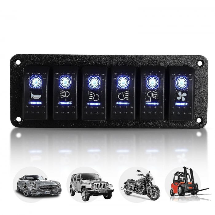 Panou universal cu 5 intrerupatoare ON/OFF cu iluminare LED 12V–24V [10]