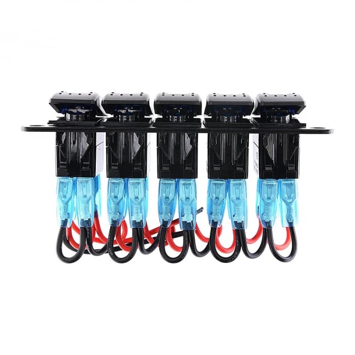 Panou universal cu 5 intrerupatoare ON/OFF cu iluminare LED 12V–24V [5]