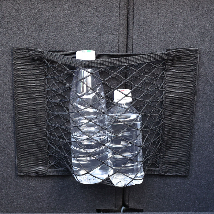 Plasa elastica, organizator portbagaj tip buzunar 38cm x 25cm cu 2 benzi autoadezive cu velcro pentru auto si uz casnic [13]