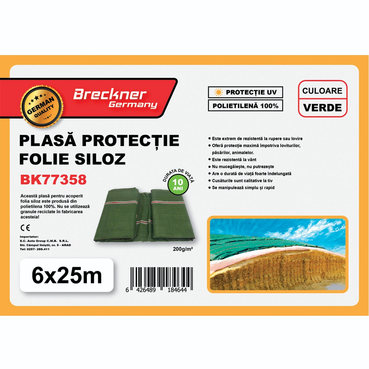 Plasa/prelata protectie pentru folie siloz verde 6x25m  (Garantie 10ani) [3]