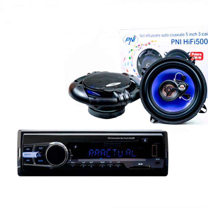 Radio MP3 player auto PNI Clementine 8524BT 4x45w + Difuzoare auto coaxiale PNI HiFi500, 100W, 12.7 cm [1]