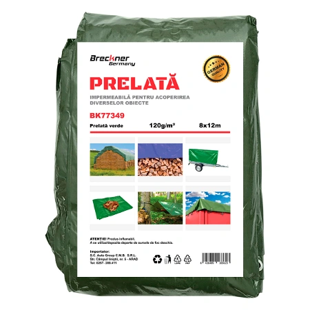 Prelata cu ochiuri de prindere 120g/m2 verde 8x12m [1]