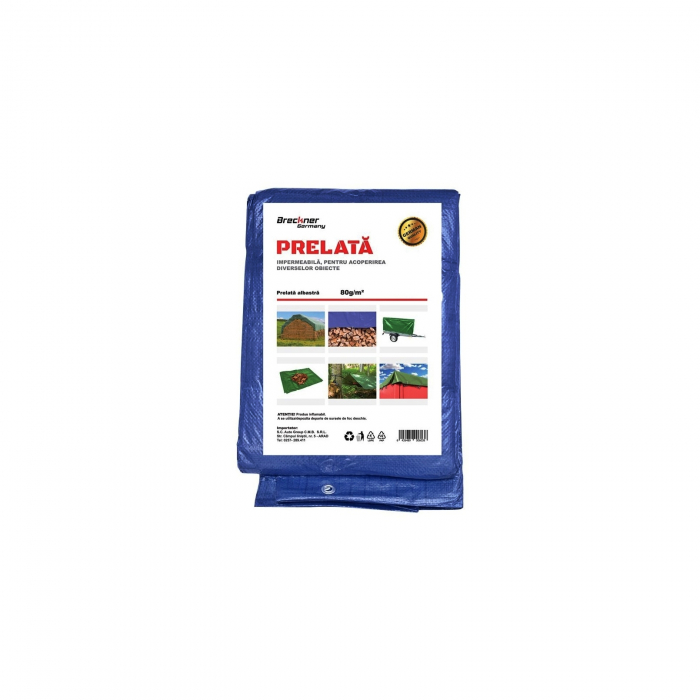 Prelata cu ochiuri de prindere 80g/m2 albastra 3x4m Breckner [1]