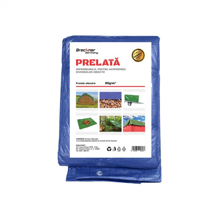 Prelata cu ochiuri de prindere 80g/m2 albastra 4x5m Breckner Germany [1]
