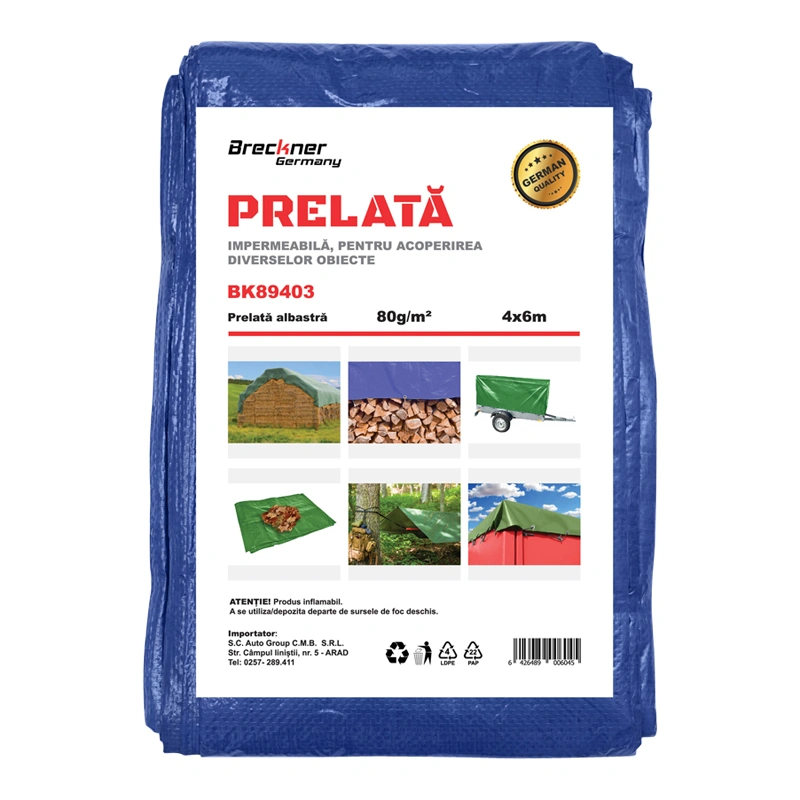 Prelata cu ochiuri de prindere 80g/m2 albastra 4x6m [1]