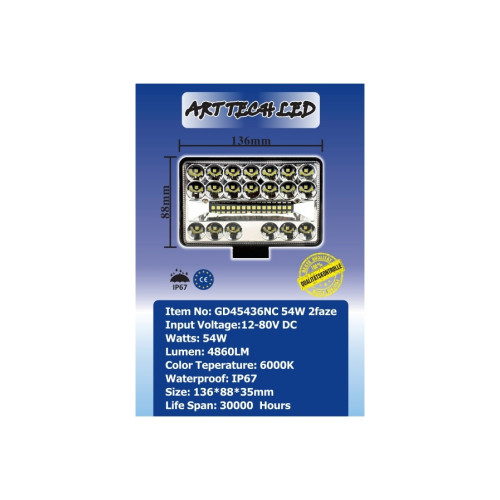 Proiector LED 54W 2 faze 12/24V [2]