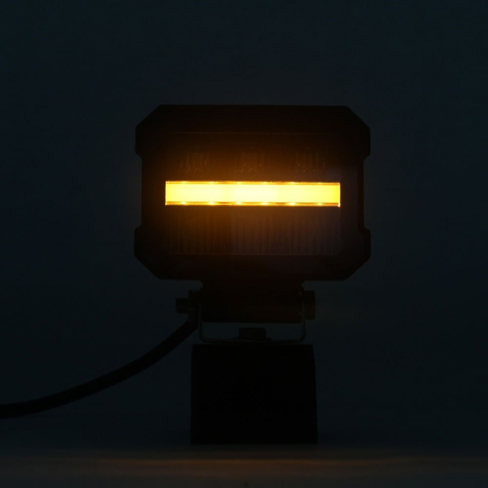 Proiector LED cu lumină albă și lumini de zi DRL roșu-portocaliu 12V - 24V E-mark [5]