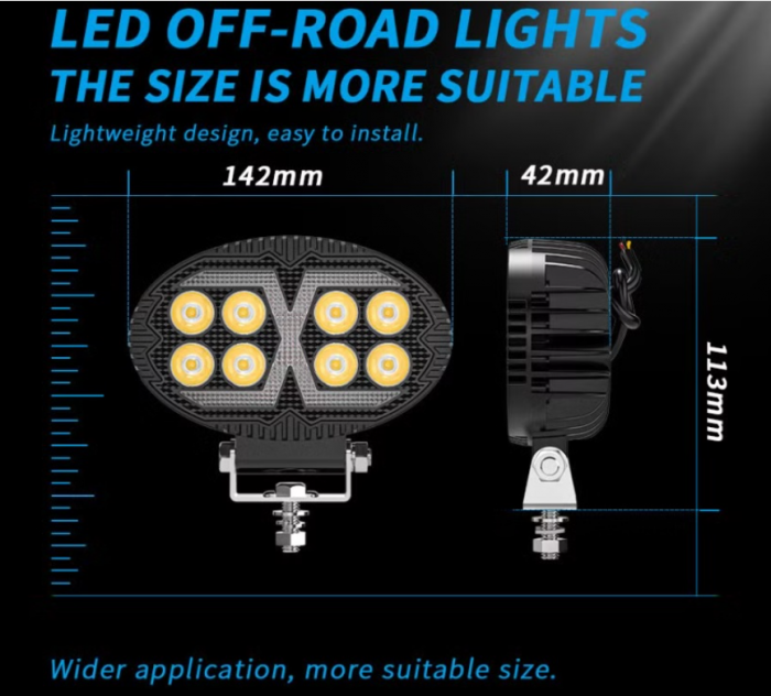 Proiector LED Halogen cu Lumină Albă și DRL Portocalie, 4000LM, 9-30V, Rezistent la Apă IP67 – 8 LED [5]