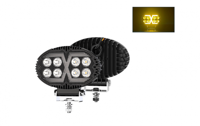 Proiector LED Halogen cu Lumină Albă și DRL Portocalie, 4000LM, 9-30V, Rezistent la Apă IP67 – 8 LED [6]