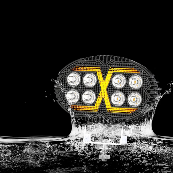 Proiector LED Halogen cu Lumină Albă și DRL Portocalie, 4000LM, 9-30V, Rezistent la Apă IP67 – 8 LED [2]