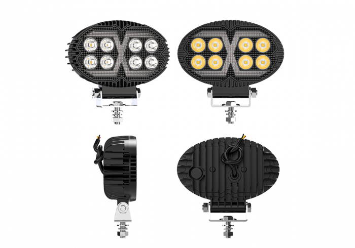 Proiector LED Halogen cu Lumină Albă și DRL Portocalie, 4000LM, 9-30V, Rezistent la Apă IP67 – 8 LED [3]