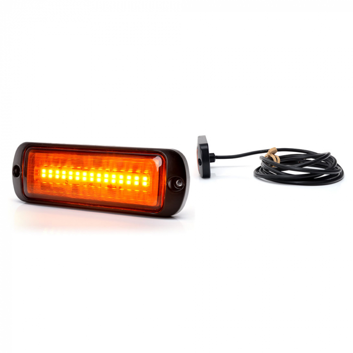Proiector Stroboscopic Led Portocaliu 1469 W218 Cu Montare In Grila, 2 Faze Flash, 12V-24V, 21W [1]