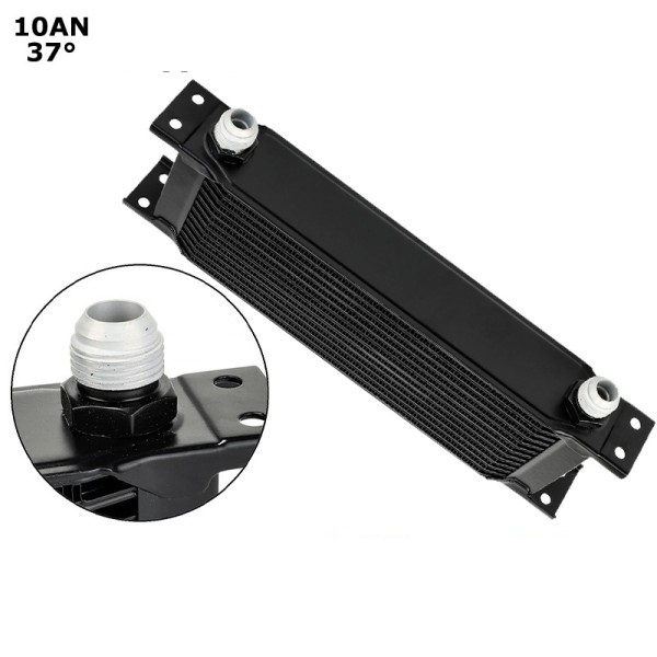 Radiator universal de ulei din aluminiu, 13 randuri, pentru motor si transmisie, 330 x 50 x 95 mm, -AN10 37°, negru [3]