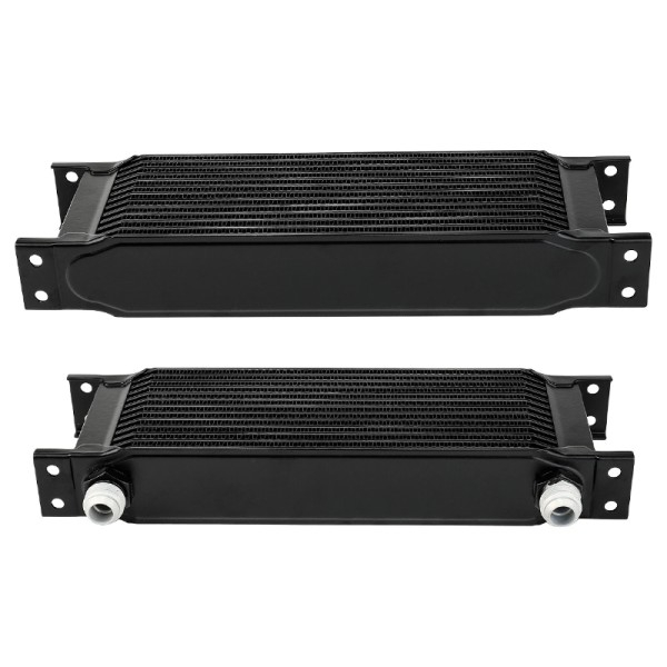 Radiator universal de ulei din aluminiu, 13 randuri, pentru motor si transmisie, 330 x 50 x 95 mm, -AN10 37°, negru [4]