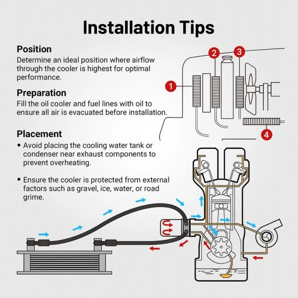 Radiator universal de ulei din aluminiu, 16 randuri, pentru motor si transmisie, 330 x 50 x 115 mm, -AN10 37°, negru [7]