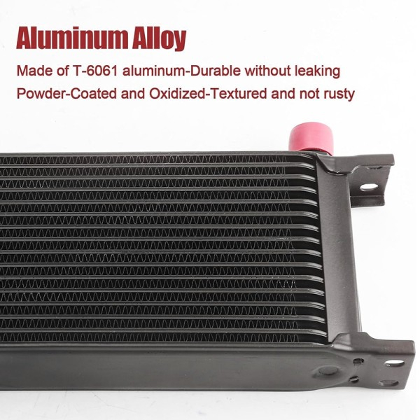 Radiator universal de ulei din aluminiu, 16 randuri, pentru motor si transmisie, 330 x 50 x 115 mm, -AN10 37°, negru [4]