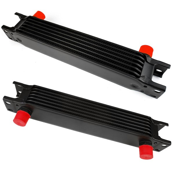 Radiator universal de ulei din aluminiu, 7 randuri, pentru motor si transmisie, 300 x 50 x 46 mm, -AN10 37°, negru [7]
