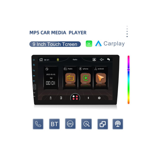 Radio FM, MP3, MP5 Player 1Din ecran 9 inch Wireless CarPlay Android Auto BT FM [2]