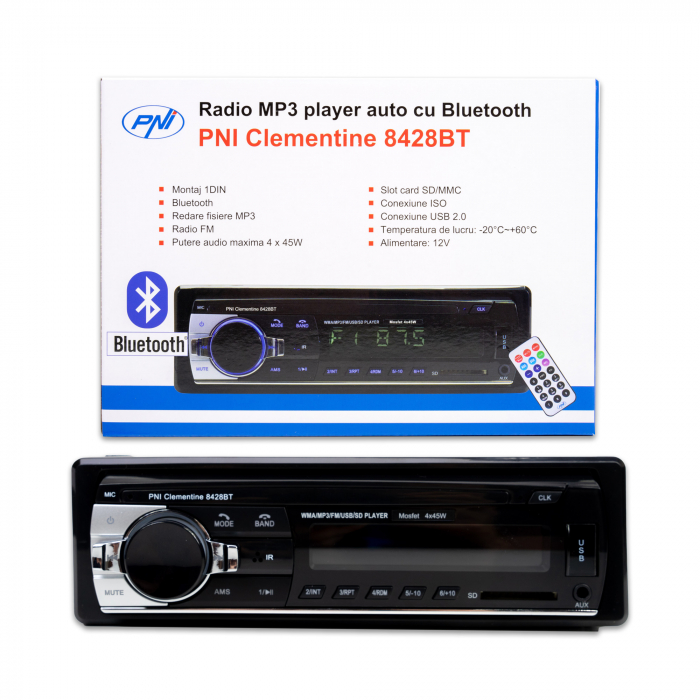 Radio MP3 player auto PNI Clementine 8428BT 4x45w 1 DIN cu SD, USB, AUX, RCA si Bluetooth [7]