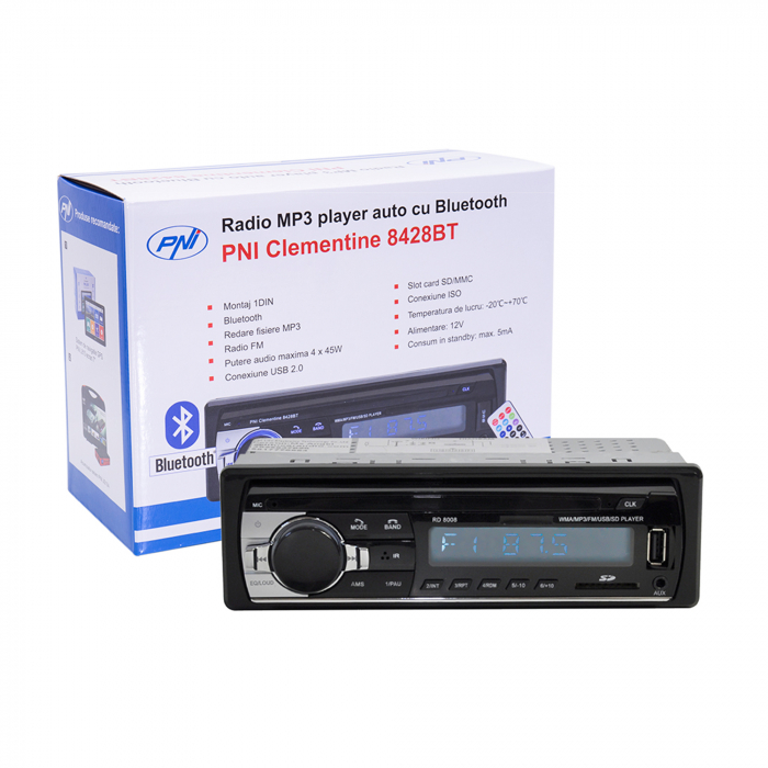 Radio MP3 player auto PNI Clementine 8428BT 4x45w 1 DIN cu SD, USB, AUX, RCA si Bluetooth [6]