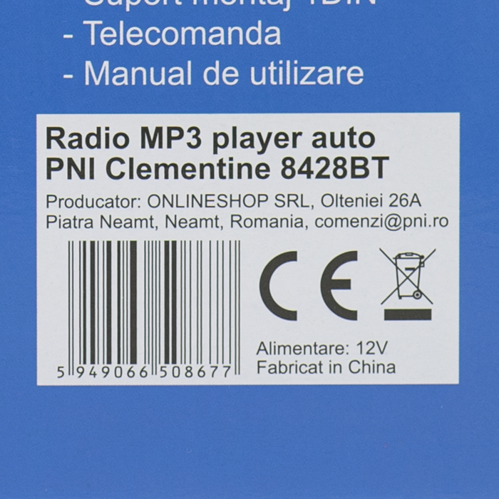 Radio MP3 player auto PNI Clementine 8428BT 4x45w 1 DIN cu SD, USB, AUX, RCA si Bluetooth [10]