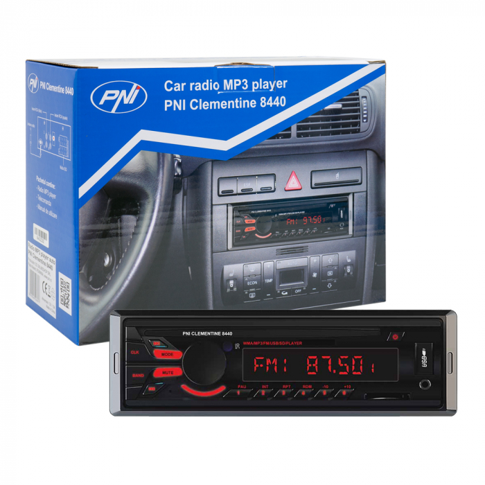 Radio Mp3 Player Auto Pni Clementine 8440, 4X45W, 12V, 1 Din, Cu Sd, Usb, Aux, Rca [1]