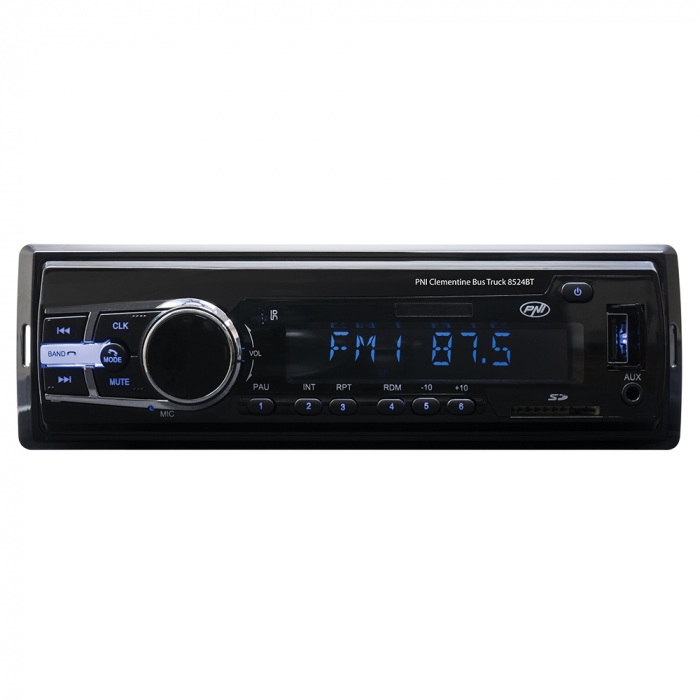 Radio MP3 player auto PNI Clementine Bus Truck 8524BT RDS 4x45w 12V/24V 1 DIN cu SD, USB, AUX, RCA si Bluetooth [1]
