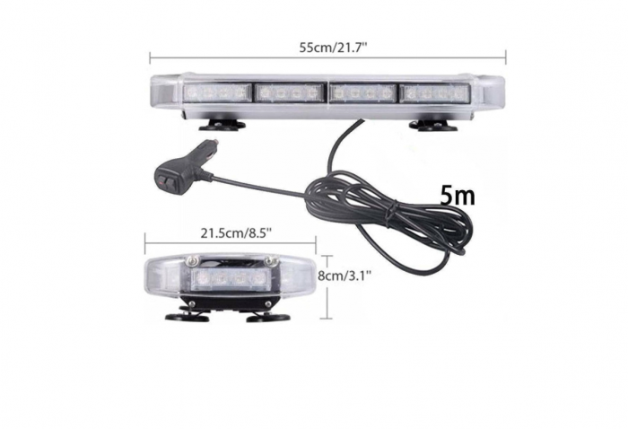 Rampa luminoasa girofar 12-24V cu MAGNET lumina galbena 55cm 10 MODULE [2]