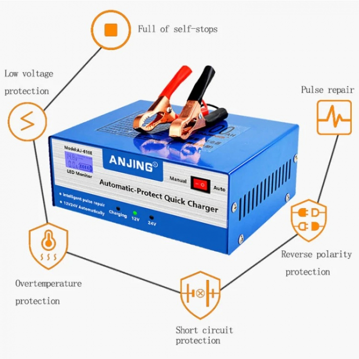 Redresor acumulatori camioane auto moto 12V-24V, tensiune de intrare 130-250V [8]