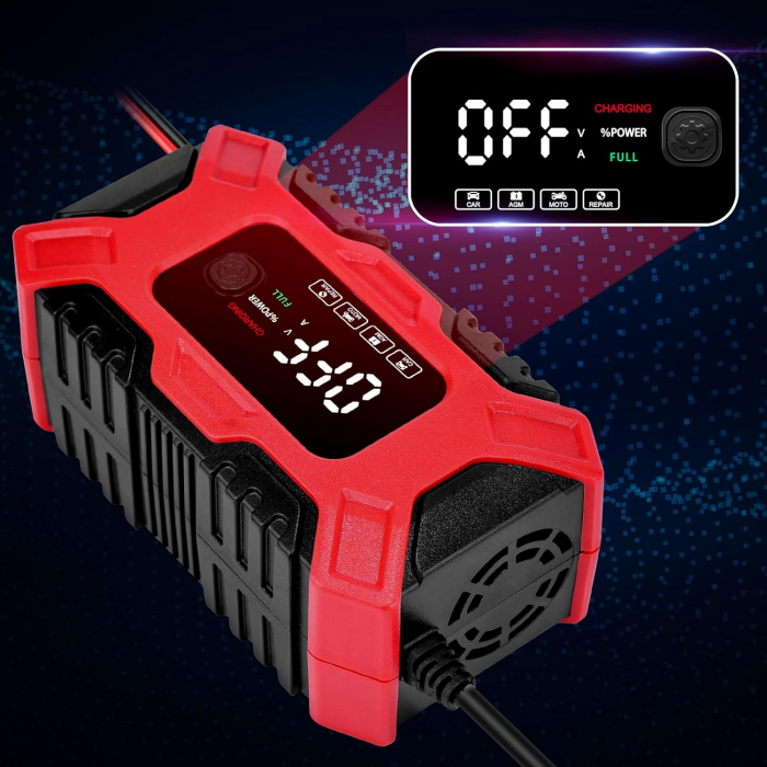 Redresor incarcator auto moto cu ecran LCD, reparare prin impulsuri și moduri de vară/iarnă 12V 6 Amp [4]