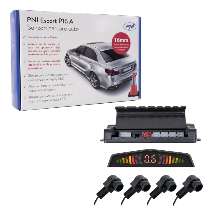 Senzori parcare auto PNI Escort P16 A cu 4 receptori 16mm tip OEM [8]