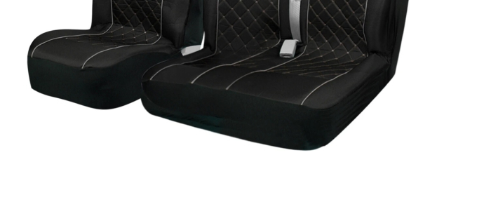 Set huse scaune universale textile 2+1 locuri cu tetiera integrata - Negru cu cusatura gri [4]