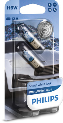 Set 2 Becuri 12V H6W Bax9S (Blister) White Vision Ultra Philips [2]