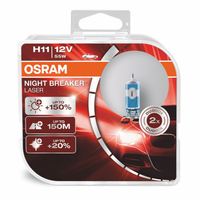 Set 2 becuri auto far Osram H11 Night Breaker Laser +150% - Next Generation,114356 [1]