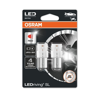 Set 2 Becuri Auxiliare Cu Led 12V (P21/5W) Red Bli Osram [2]