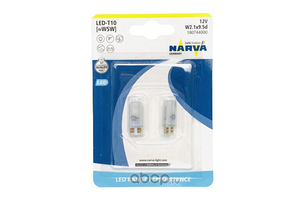 Set 2 Becuri Cu Led T10 6000K 12V (W5W) W2.1X9.5D (Blister) Narva [1]